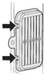 Diagram of a heat exchanger or radiator with directional arrows indicating airflow or movement (no text or symbols present).