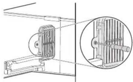 Technical line drawing of a mechanical assembly with an inset close-up showing a cylindrical component.