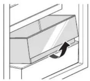 Diagram of a door handle with an arrow indicating direction (no text or symbols).