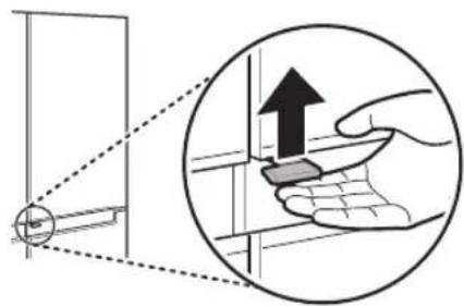 Diagram illustrating a hand holding a tool with an upward arrow, alongside a magnified view of the tool's tip and edge.