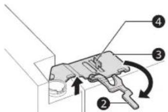 Diagram of a mechanical or electrical component with numbered parts and directional arrows indicating motion or flow.