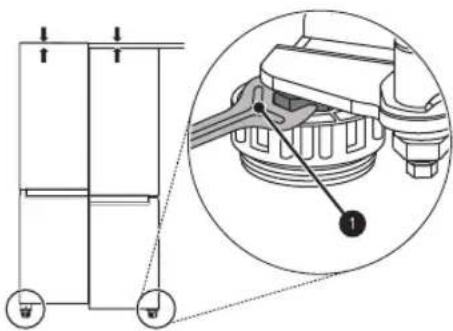 Technical diagram showing a mechanical assembly with labeled components and an inset close-up of the component detail.