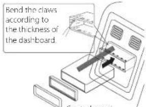 Bend the claws according to the thickness of the dashboard.