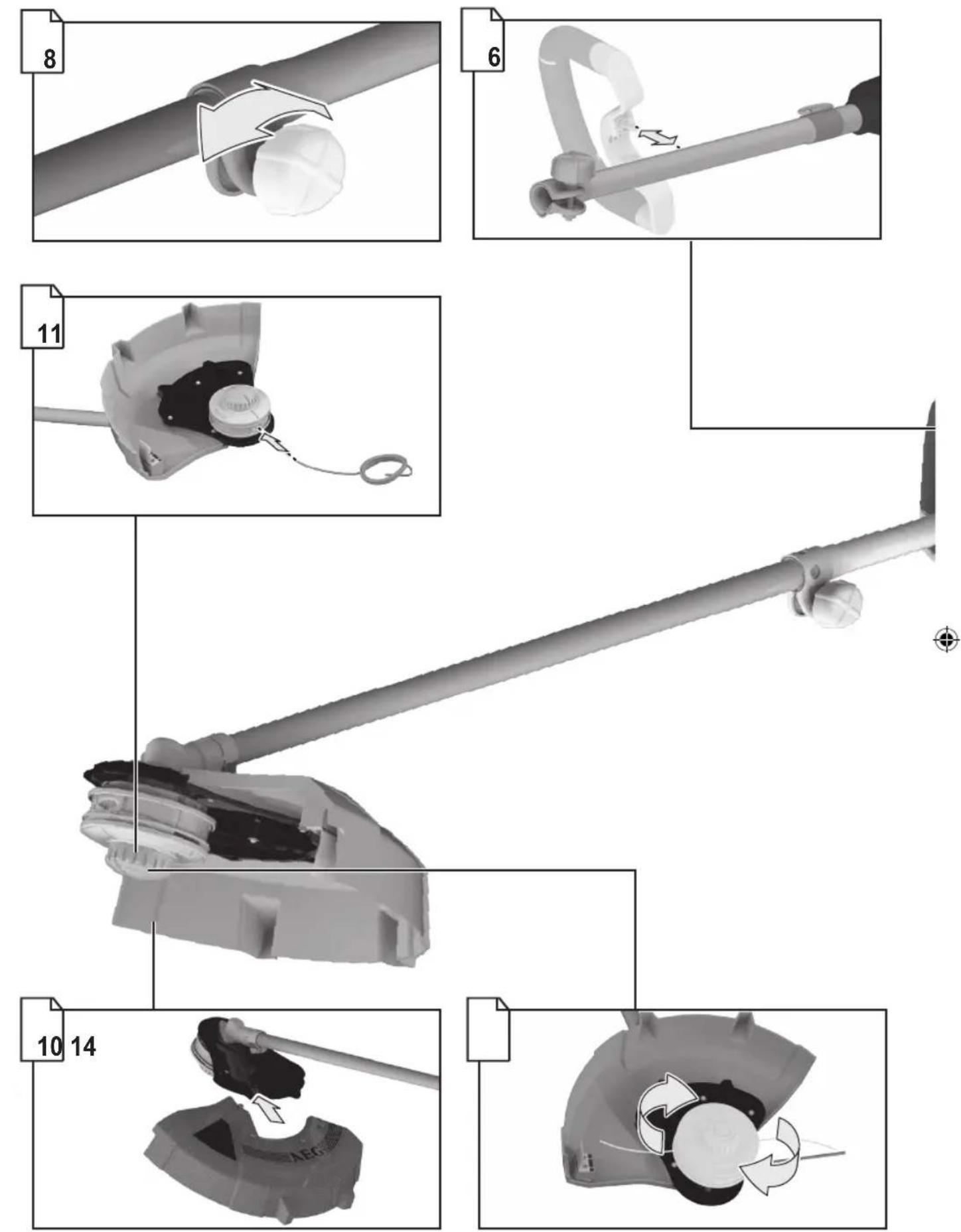 Technical diagram showing a mechanical assembly with numbered steps for assembly or maintenance, including hand positioning and component handling.