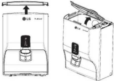 LG WW172EP - Open the top cover by lifting it upward, and then unlock the storage tank cover. - 2