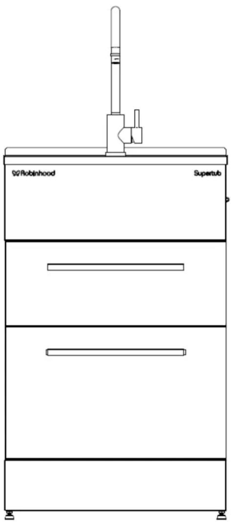 Line drawing of a two-tier industrial machine labeled '02 Robinhood' and 'Supertub', with no additional text or symbols.