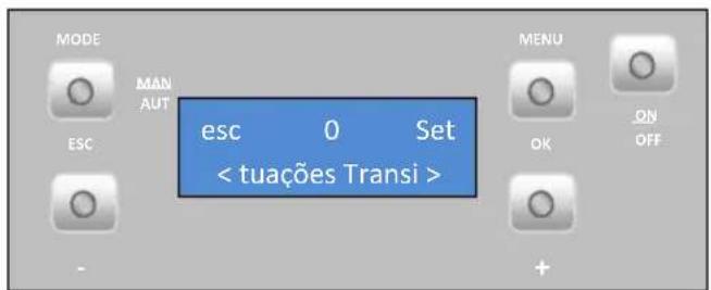 MODE MAN AUT ESC esc 0 Set < tuações Transi > MENU OK ON OFF +
