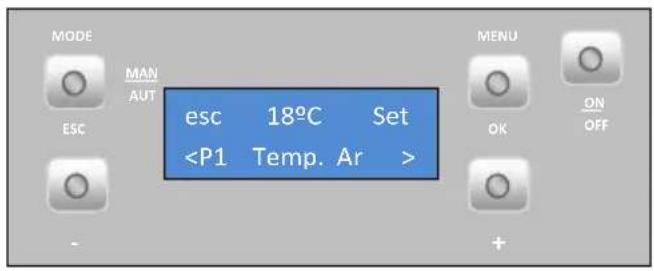MODE MAN AUT ESC esc 18°C Set MENU OK ON OFF +
