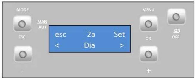 MODE MAN AUT ESC esc 2a Set < Dia > MENU OK ON OFF +