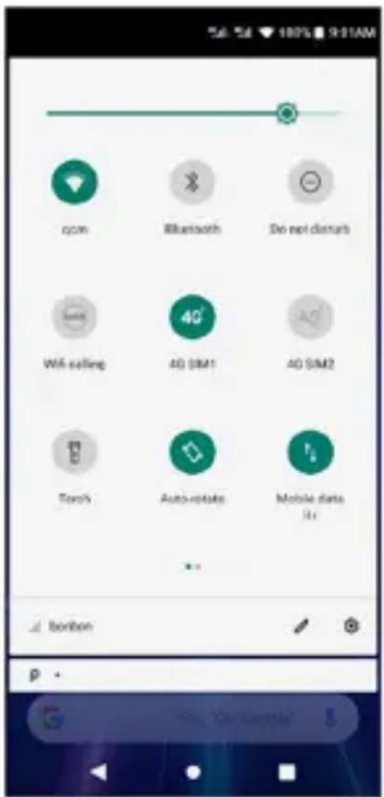 qcm Bluetooth Do not disturb Wi-Fi listing 4G SIM1 4G SIM2 Touch Auto-votes Mobile data Hi borbon