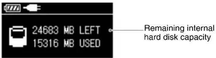 24683 MB LEFT 15316 MB USED Remaining internal hard disk capacity