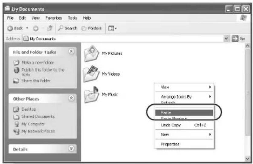 My Documents File Edit View Favorites Tools Help Back Search Folders Address My Documents File and Folder Tasks Make a new Folder Publish this folder to the Web Share this folder My Pictures My Videos My Music View Arrange Icons By Refresh Paste Paste Shacing Undo Copy Ctrl+Z New Properties Other Places Desktop Shared Documents My Computer My Network Places Details