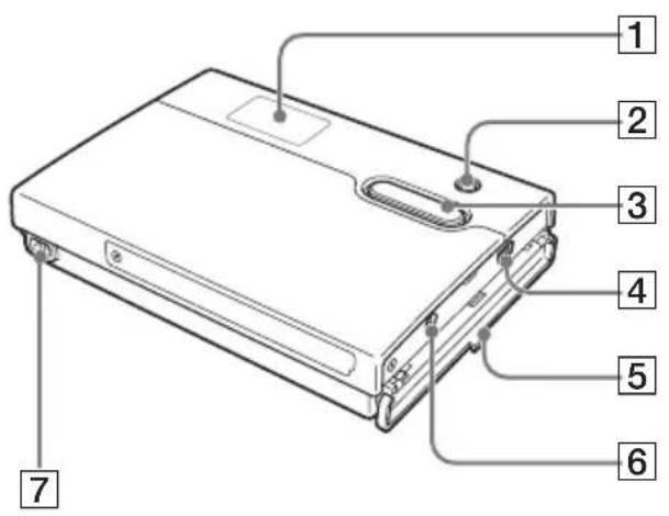 Diagram of a computer drive with numbered parts labeled 1 through 7