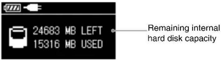 24683 MB LEFT 15316 MB USED Remaining internal hard disk capacity
