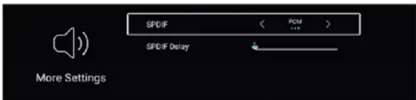 SPDIF < PCM > SPDIF Delay More Settings