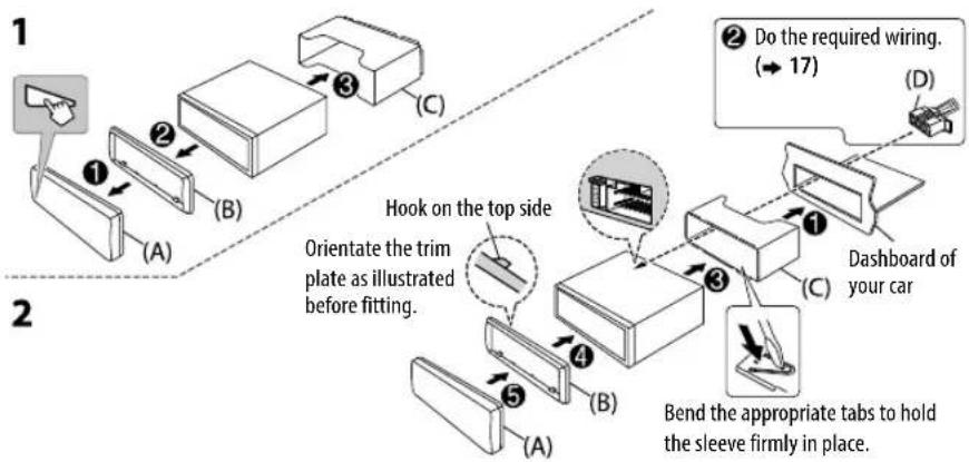JVC KD-R497 - Installing the unit (in-dash mounting) - 1