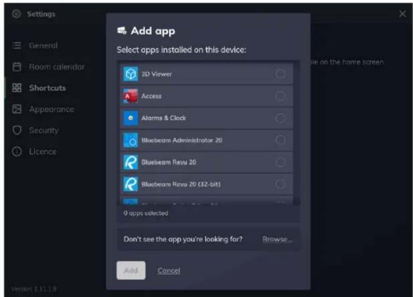 Add app Select apps installed on this device: 3D Viewer Access Alarms & Clock Bluebeam Administrator 20 Bluebeam Revs 20 Bluebeam Revs 20 (32-bit) 0 apps selected Don't see the app you're looking for? Browse... Add Cancel