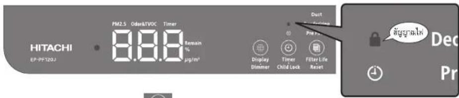 HITACHI EP-PF120J PM2.5 Odor&TVOC Timer 8.8.8 Remain % µg/cm³ Dust Pre-Print Display Dimmer Timer Child Lock Filter Life Reset Argyntak Dec Pr