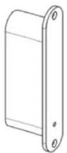 Technical line drawing of a rectangular mechanical component with flanged ends (no text or symbols)