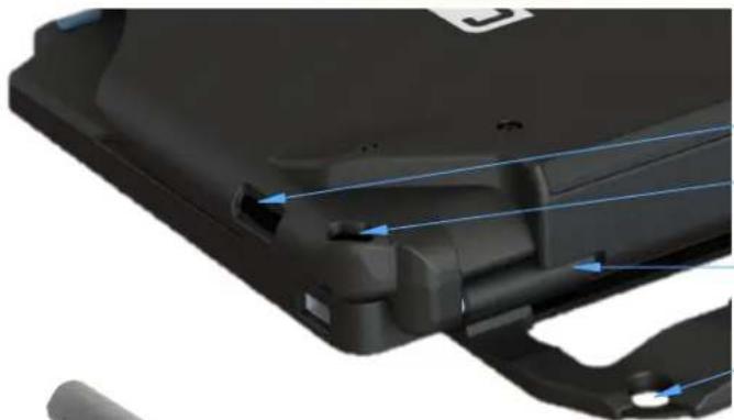Close-up of a black plastic electronic component with blue directional arrows indicating flow or movement (no text or symbols visible)