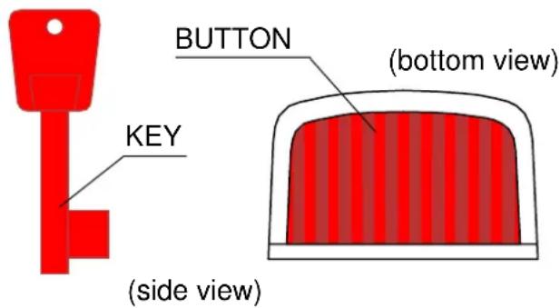 BUTTON (bottom view) KEY (side view)
