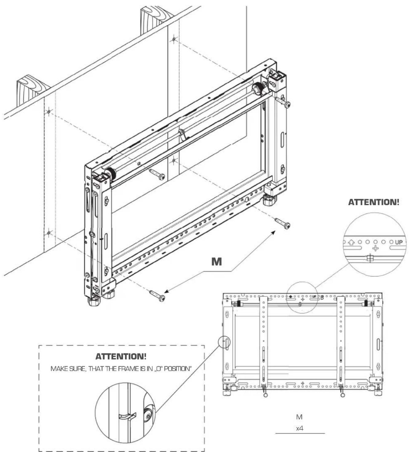 M ATTENTION! MAKE SURE, THAT THE FRAME IS IN „O" POSITION" M x4