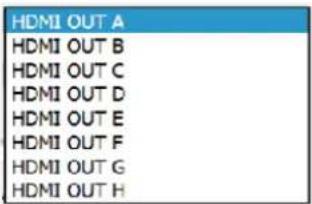 HDMI OUT A HDMI OUT B HDMI OUT C HDMI OUT D HDMI OUT E HDMI OUT F HDMI OUT G HDMI OUT H