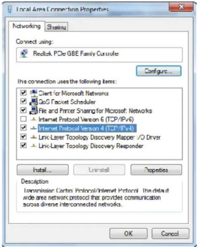 Local Area Connection Properties Networking Sharing Connect using: Recltek PCIe GBE Family Controller Configure... This connection uses the following items: ✓ Client for Microsoft Networks ✓ QoS Packet Scheduler ✓ File and Printer Sharing for Microsoft: Networks □ Internet Protocol Version 6 (TCP/IP…