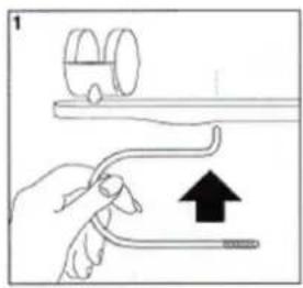 Diagram showing a hand holding a tool with an upward arrow, indicating a process or operation.