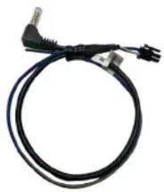 Coiled black electrical plug with terminal connector (no text or symbols visible)