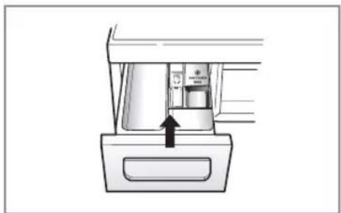 Diagram of a device interior with an arrow pointing to a component (no text or symbols present)