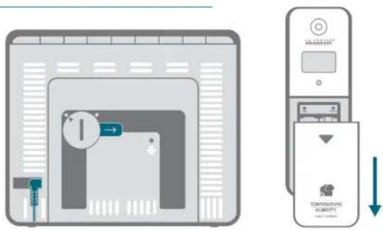 Diagram showing a temperature monitoring device with labeled components and directional arrows indicating thermal monitoring.