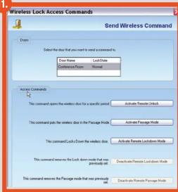 Wireless Lock Access Commands Send Wireless Command From: Select the drive that you want to send a command to: Drive Name: Load Drive Description Form: Normal Active Commands: The command expires the wireless drive for a specific period: Activate Temporary Clock The command gets the wireless drive in the Passage Node: Activate Passage Node The command Locks Down the wireless drive: Activate Passive Lockdown Node This command ensures the Lock down node that was previously used: Describe Passage Lockdown Node This command ensures the Passage node that was previously used: Describe Passive Passage Node