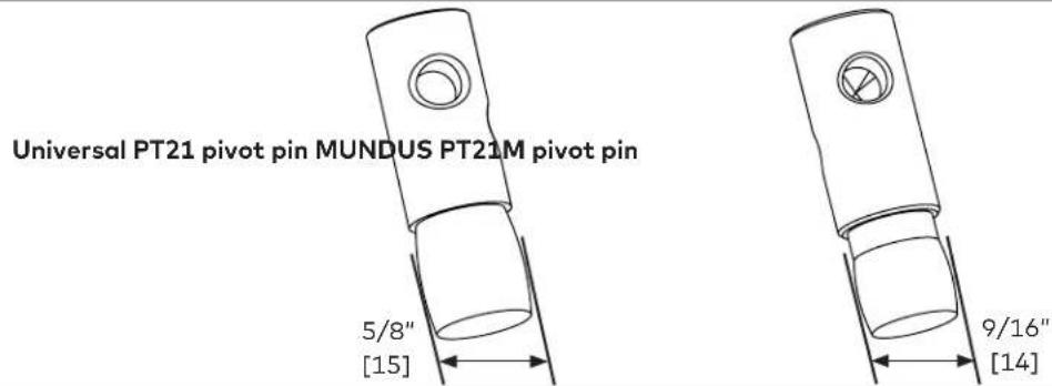 Universal PT21 pivot pin MUNDUS PT21M pivot pin 5/8" [15] 9/16" [14]