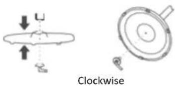 Technical diagram showing a circular component with directional arrows and a labeled clockwise view (no text or symbols beyond label)