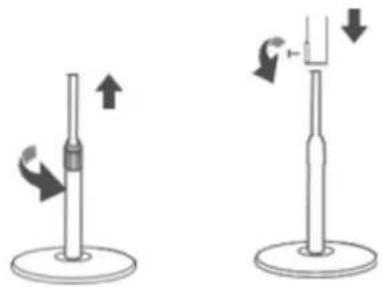 Two diagrams showing a mechanical device with directional arrows indicating motion, no text or symbols present.