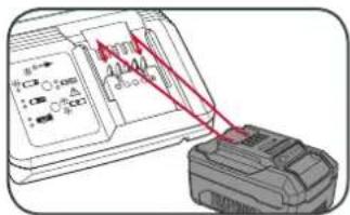Diagram showing a device with labeled components and a red arrow indicating direction, likely illustrating a process or operation.
