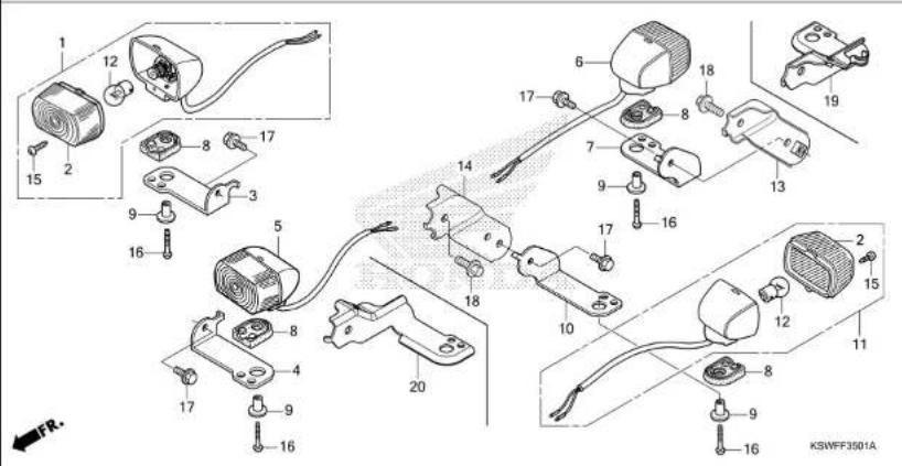 Exploded view diagram of a mechanical assembly with numbered components and labeled parts