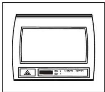 Diagram of a laboratory instrument with labeled control buttons and warning symbols