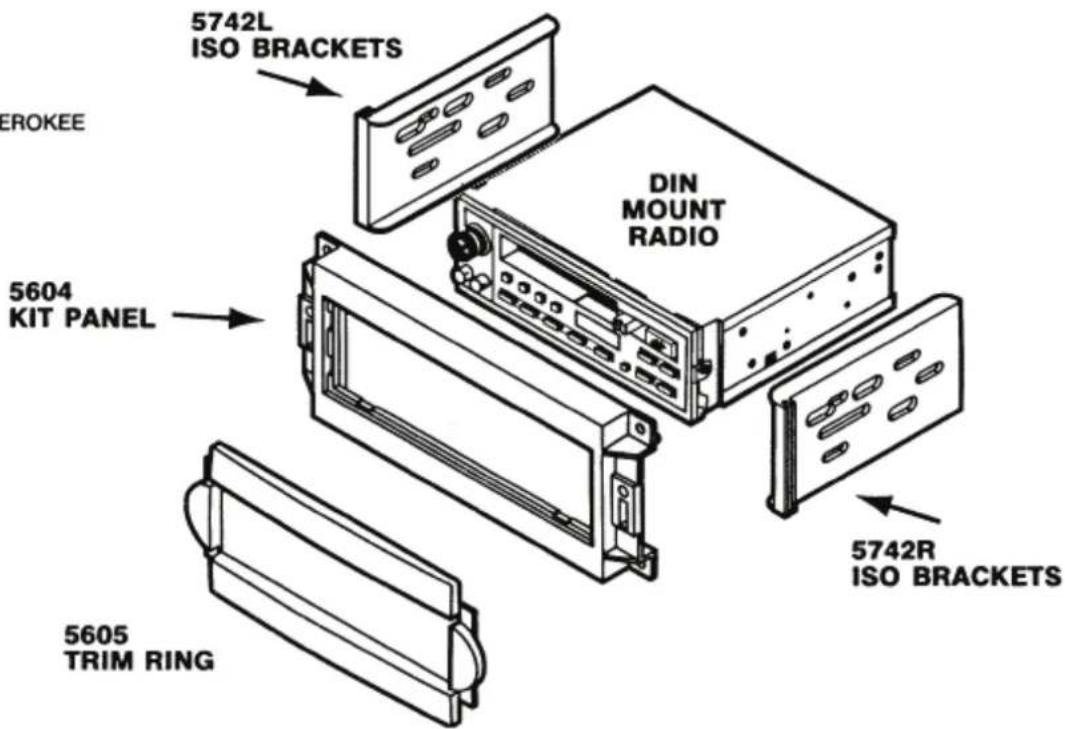 5742L ISO BRACKETS DIN MOUNT RADIO ERokee 5604 KIT PANEL 5742R ISO BRACKETS 5605 TRIM RING