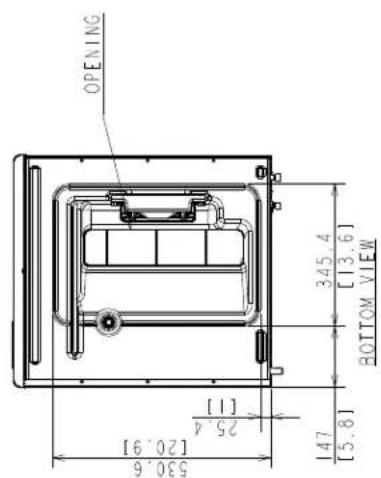 OPENING 530.6 [20.9] 25.4 [11] 147 [5.8] 345.4 [13.6] BOTTOM VIEW