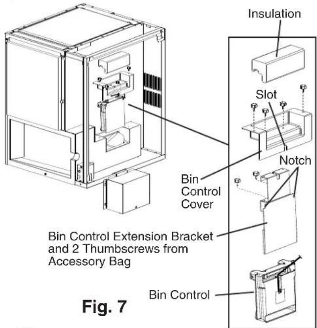 Insulation Slot Notch Bin Control Cover Bin Control Extension Bracket and 2 Thumbscrews from Accessory Bag Bin Control Bin Control Fig. 7