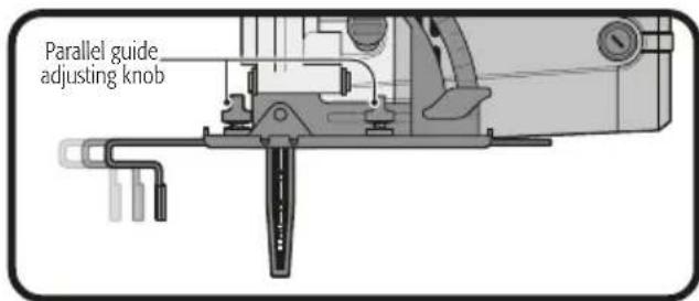Parallel guide adjusting knob