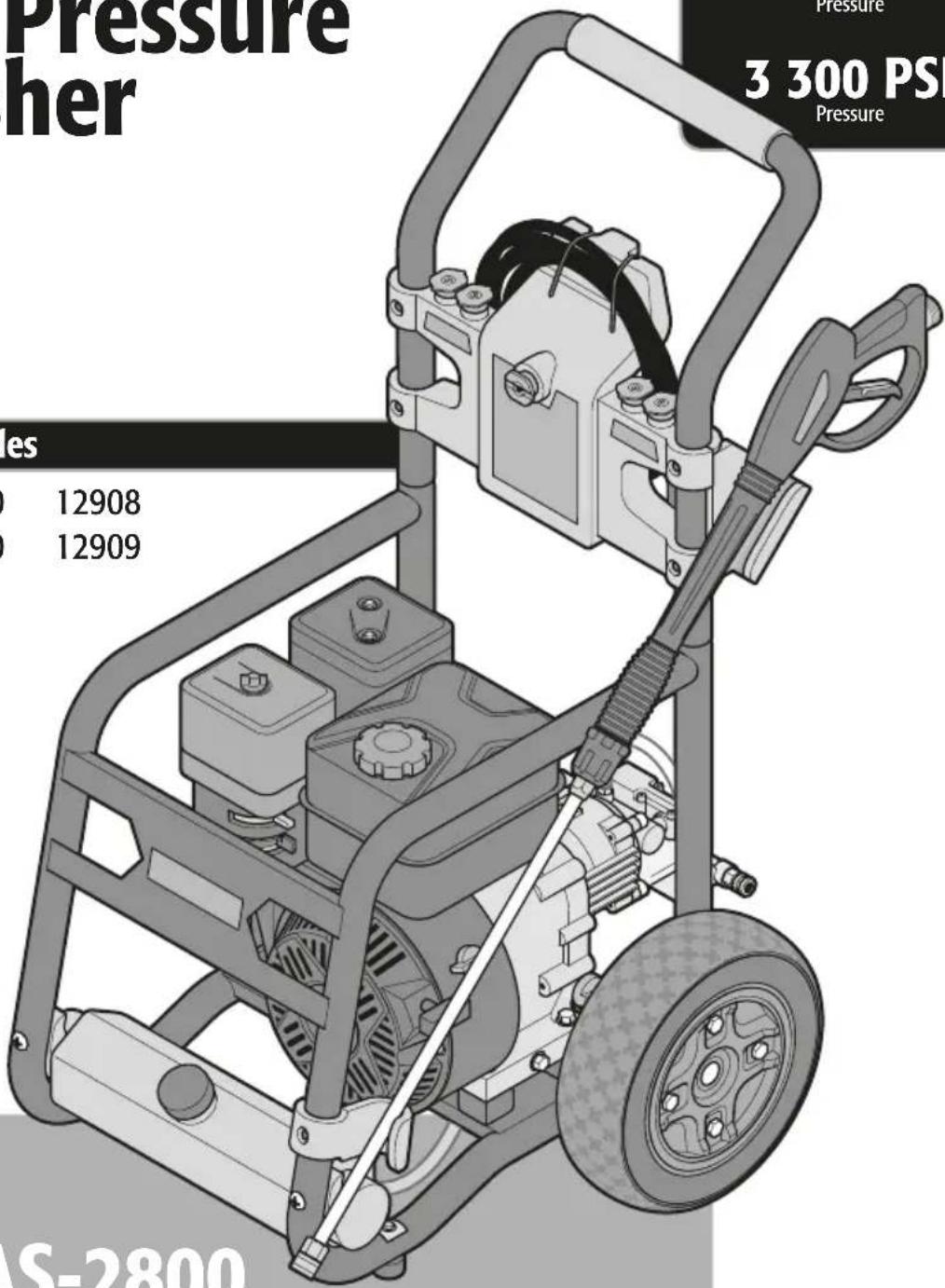 Pressure her Pressure 3 300 PSI Pressure les 12908 12909 S-2800