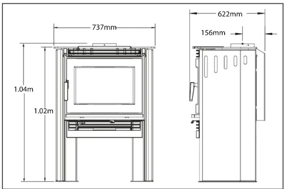 Pacific Energy Neo 2.5 - Appliance Dimensions - 1