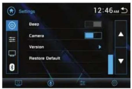 Settings Beep Camera Version Restore Default 12:46 AM