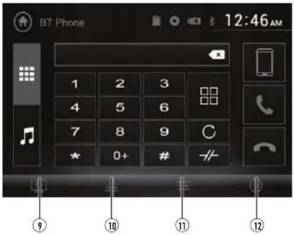 BT Phone 12:46 AM 1 2 3 4 5 6 7 8 9 * 0+ # -/- ⑨ ⑩ ⑪ ⑫