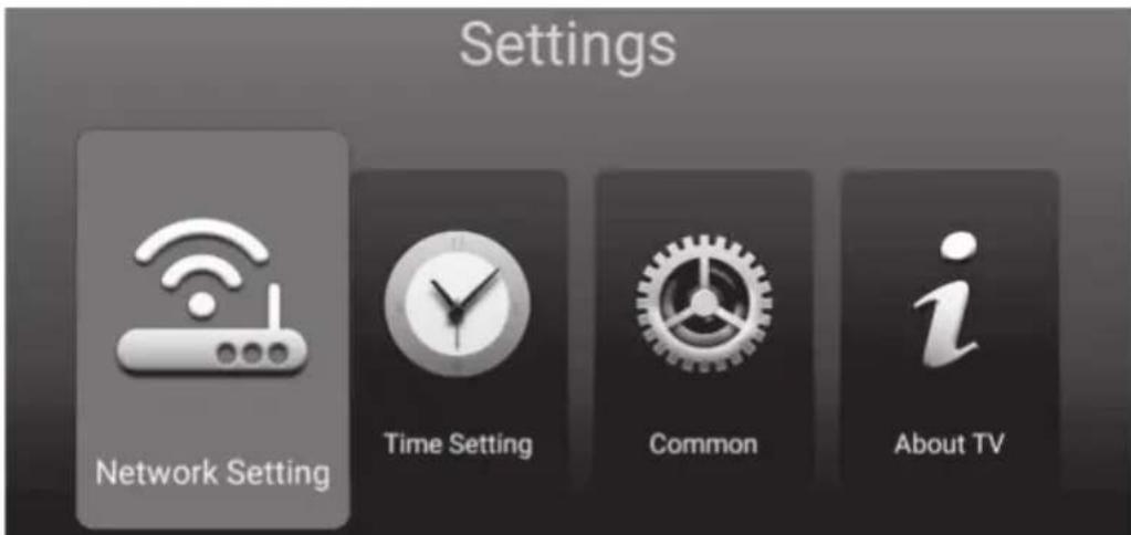 Settings Network Setting Time Setting Common About TV