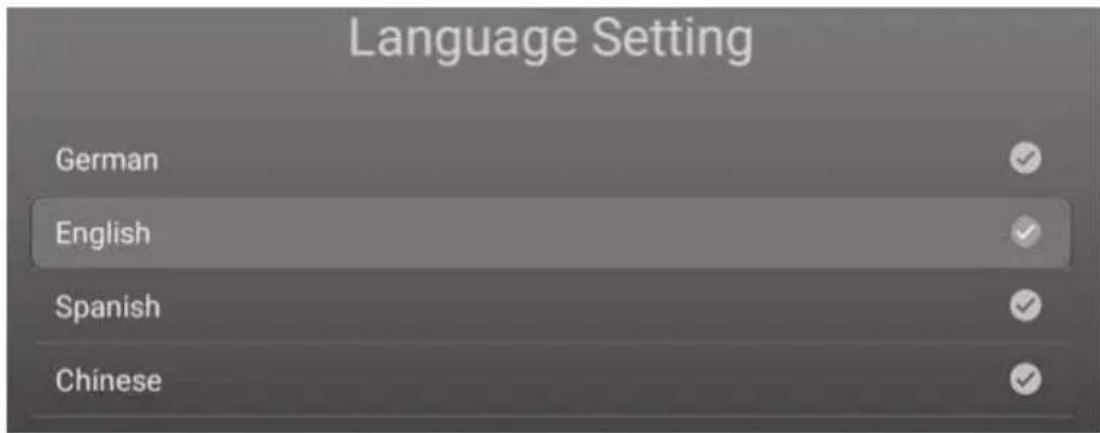Language Setting German English Spanish Chinese
