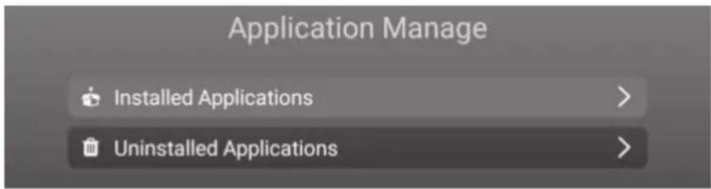 Application Manage Installed Applications > Uninstalled Applications >